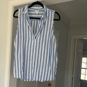 J. Crew Sleeveless Top with Blue and White Stripes